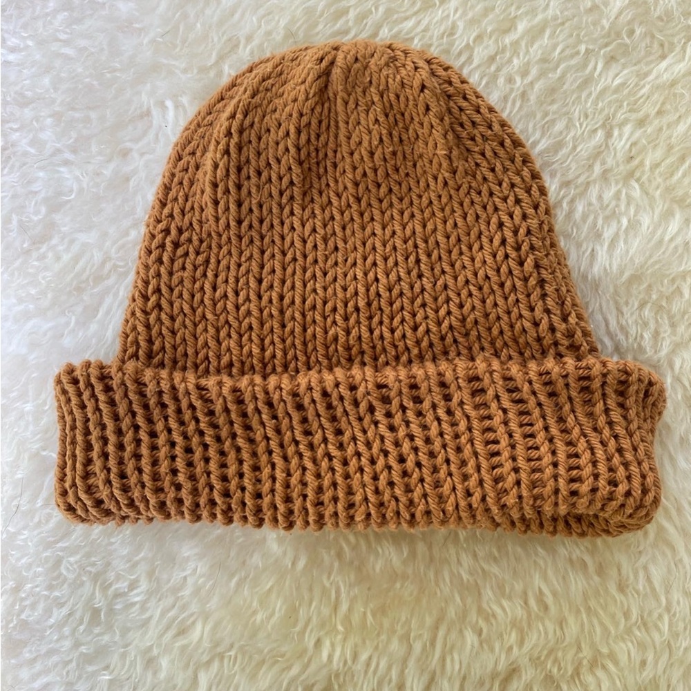 Crochet handmade slouchy hat in mustard.